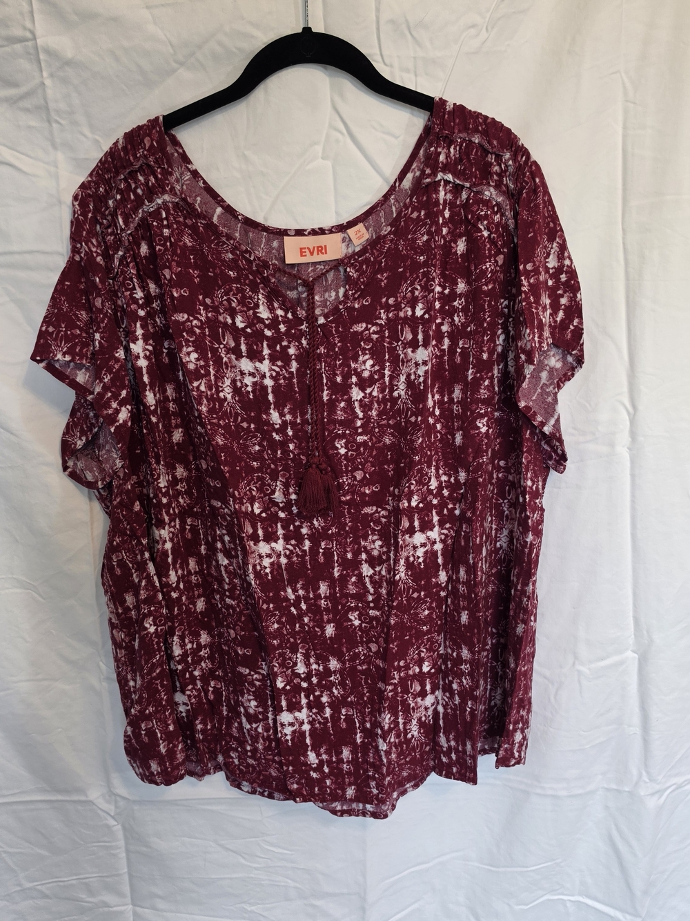 EVRI Women's Wine Short Sleeve Top, 2X